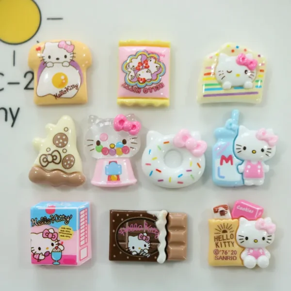Accessoires Hello Kitty desserts en résine : charms, aimants, pinces à cheveux