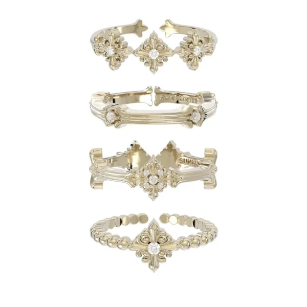 Bague ajustable fleur dorée style vintage pour femme