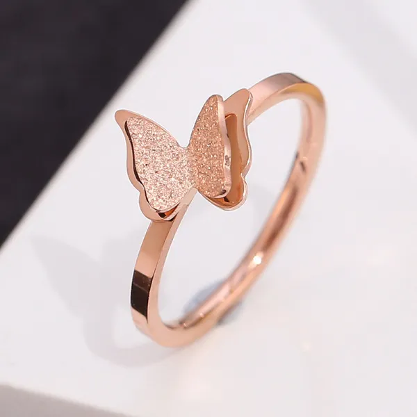 Bague en acier inoxydable plaqué or 18 carats, design simple et élégant, unisexe