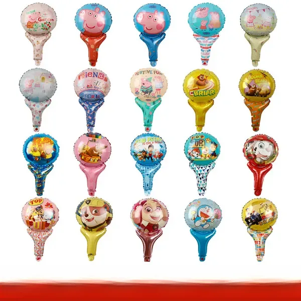 Ballon aluminium avec tige, personnages Peppa Pig, Doraemon, Ultraman