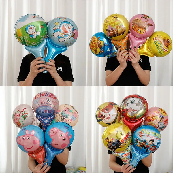 Ballon aluminium avec tige, personnages Peppa Pig, Doraemon, Ultraman