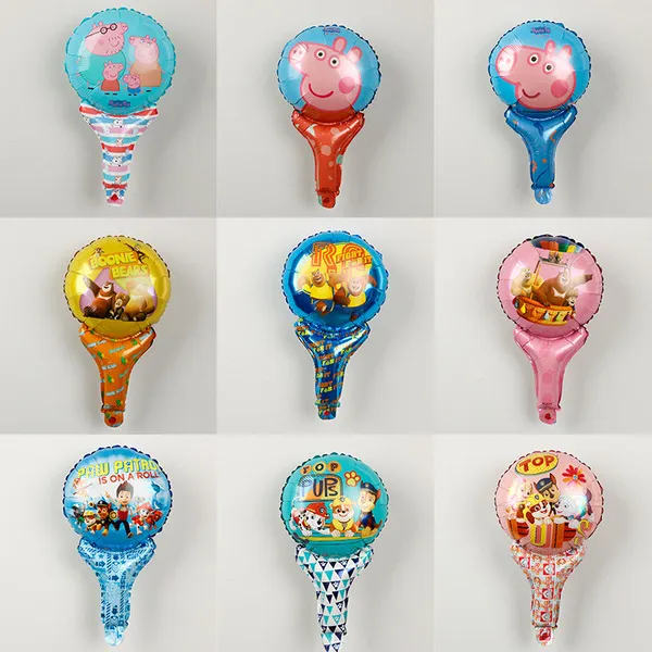 Ballon aluminium avec tige, personnages Peppa Pig, Doraemon, Ultraman