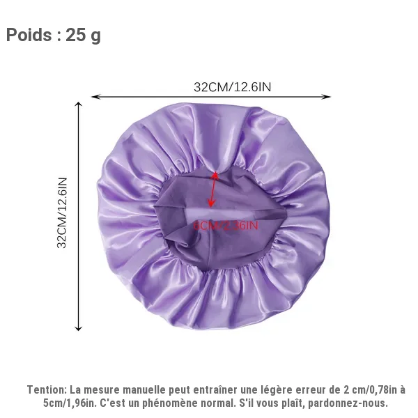 Bandeau turban élastique large en simili soie, bonnet de nuit femme