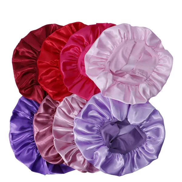 Bandeau turban élastique large en simili soie, bonnet de nuit femme