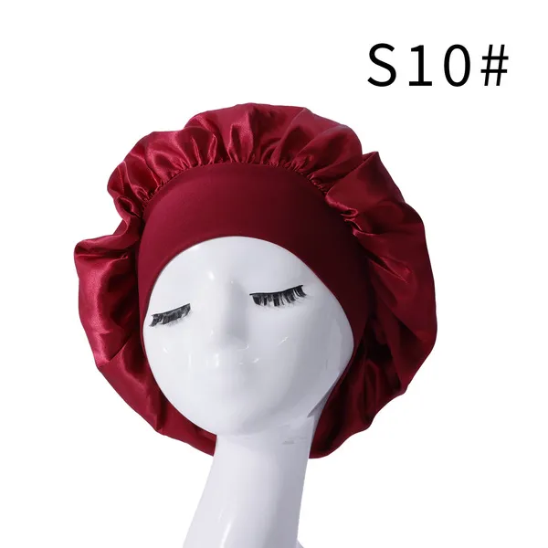 Bandeau turban élastique large en simili soie, bonnet de nuit femme