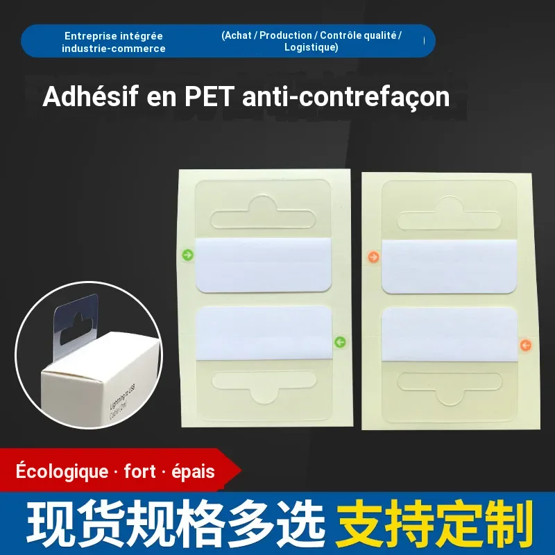 Crochets adhésifs transparents pour fermer et suspendre boîtes d'emballage