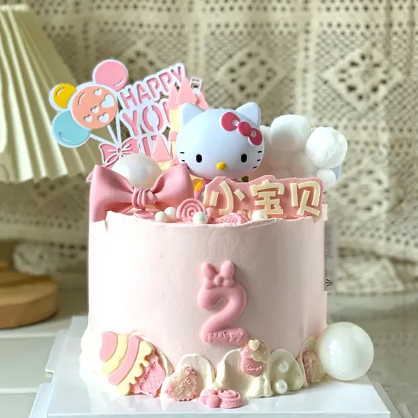 Décoration de gâteau Hello Kitty et Melody, piques décoratives rose