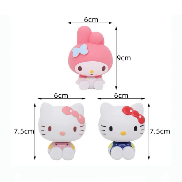 Décoration de gâteau Hello Kitty et Melody, piques décoratives rose