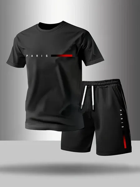 Ensemble homme été sport décontracté t-shirt manches courtes et short