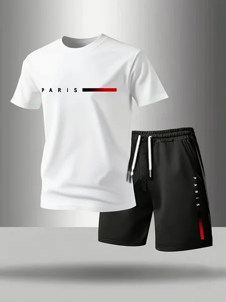 Ensemble homme été sport décontracté t-shirt manches courtes et short
