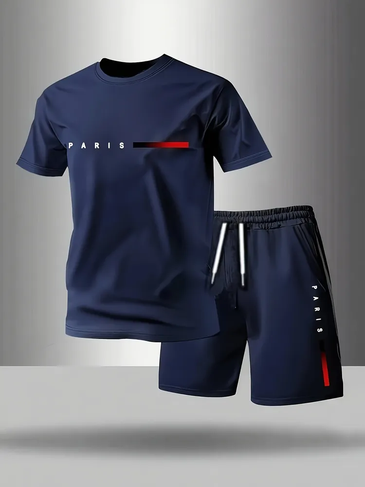 Ensemble homme été sport décontracté t-shirt manches courtes et short