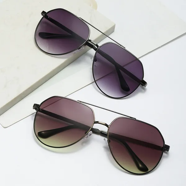 Lunettes de soleil métal double pont protection UV380 pour homme et femme