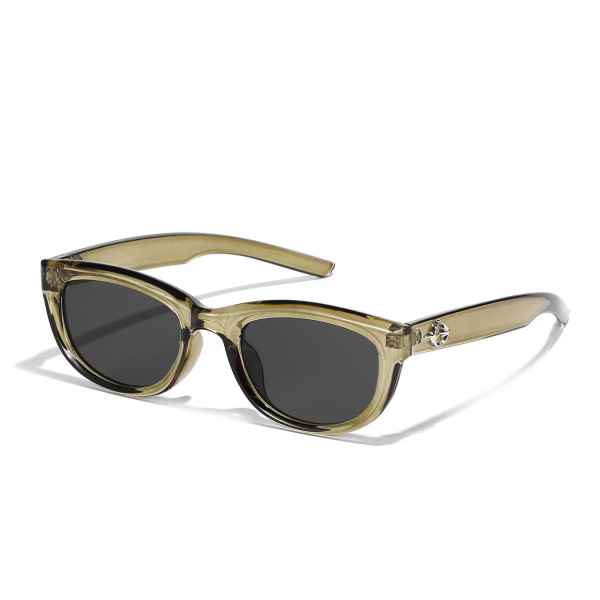Lunettes de soleil œil-de-chat vert olive British Cherry Koko pour femmes avec petits