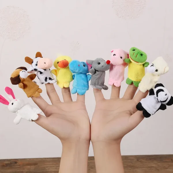 Marionnettes à doigts en peluche, lot de 10 animaux pour raconter des histoires