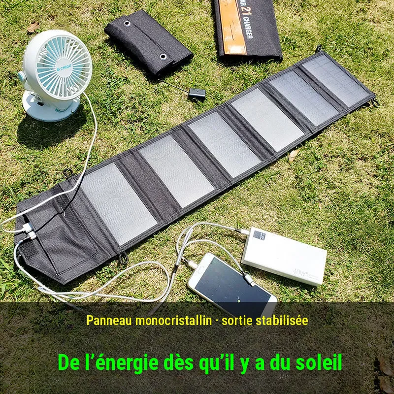 Panneau solaire pliable monocristallin USB pour smartphone et batterie externe
