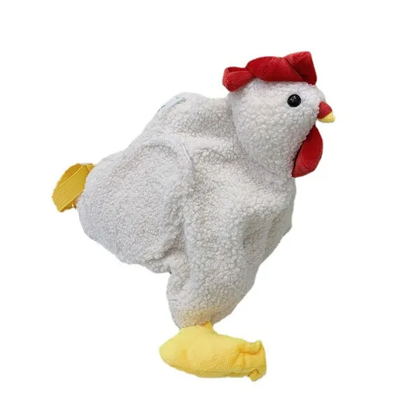 Sac à bandoulière en peluche douce, motif coq original, format moyen
