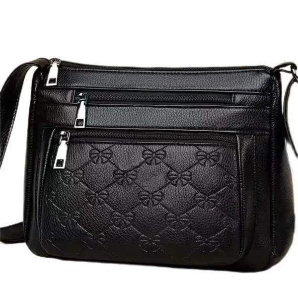 Sac à bandoulière femme en simili cuir PU, noir, format moyen
