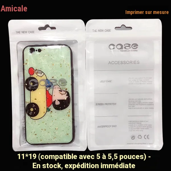 Sachet plastique semi-transparent pour ranger et protéger coque de téléphone