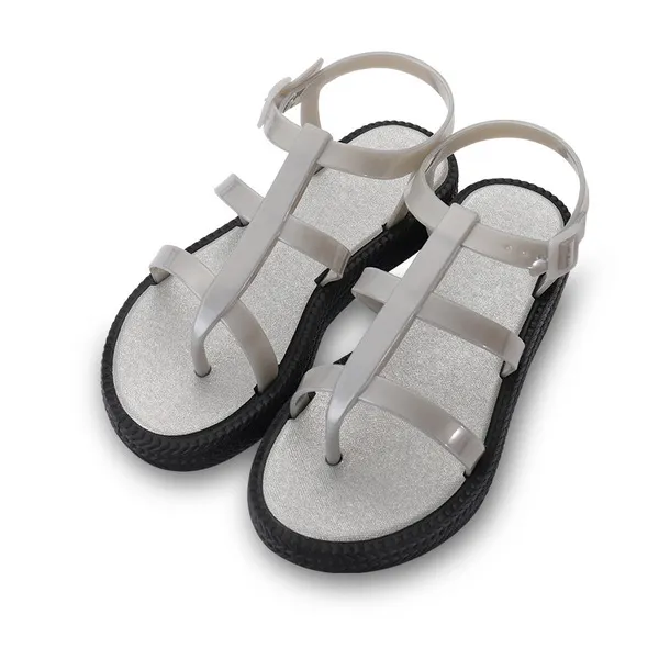 Sandales d'été plates en PVC pour femme, légères et aérées