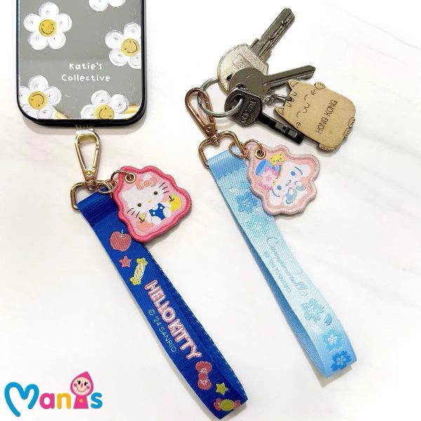 Sangle de téléphone brodée motif dessin animé avec pendentif