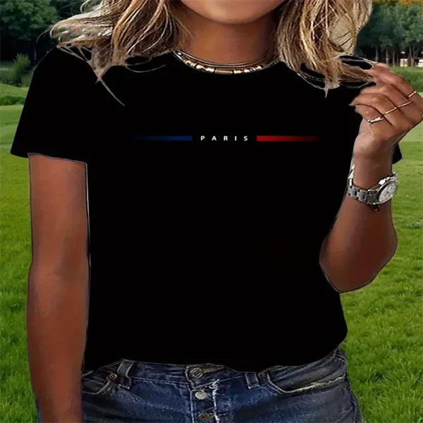 T-shirt à manches courtes, col rond, imprimé effet 3D, coupe ample