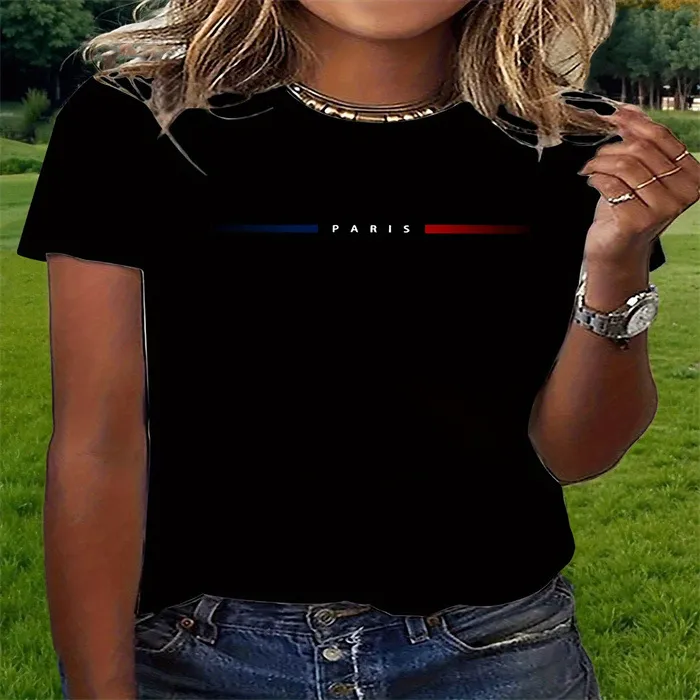 T-shirt à manches courtes, col rond, imprimé effet 3D, coupe ample
