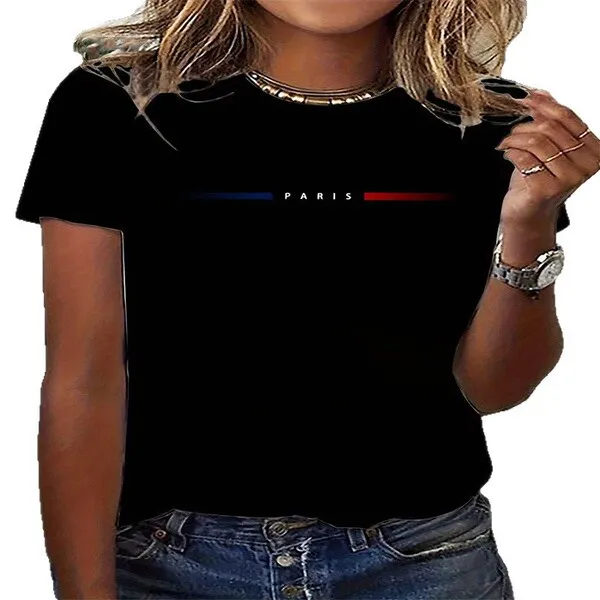T-shirt à manches courtes, col rond, imprimé effet 3D, coupe ample