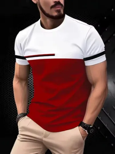 T-shirt de sport homme noir à manches courtes imprimé 3D respirant