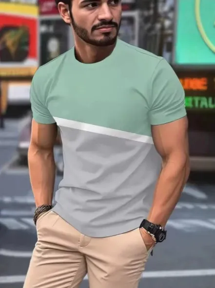 T-shirt de sport homme noir à manches courtes imprimé 3D respirant