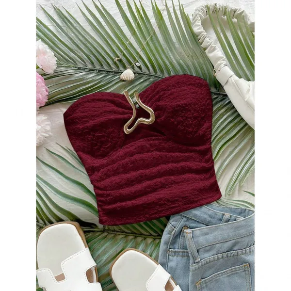 Top bandeau femme en maille, sans manches, style sexy
