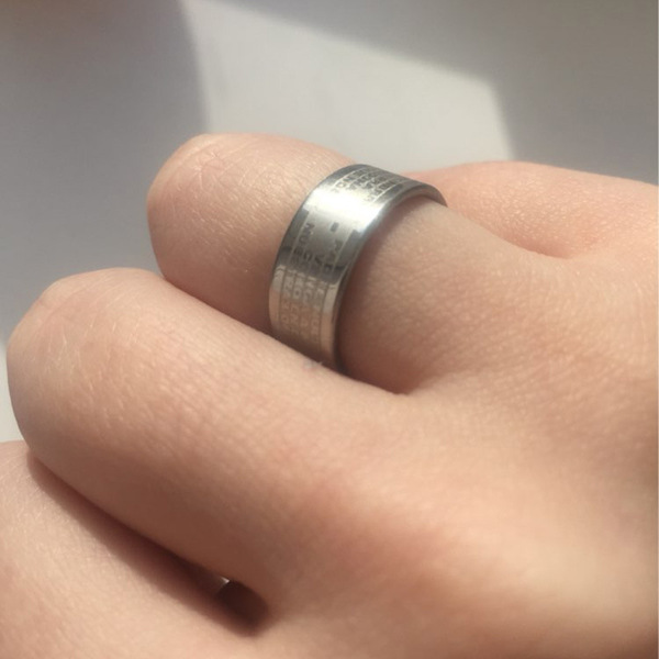 Bague acier inoxydable brillante unisexe forme géométrique