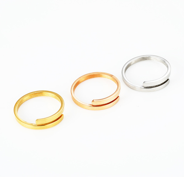 Bague femme acier inoxydable avec diamant brillant, ouverture réglable