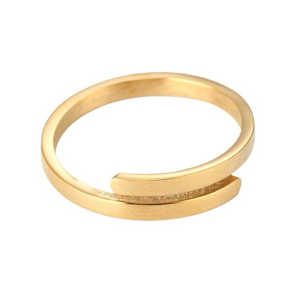 Bague femme acier inoxydable avec diamant brillant, ouverture réglable