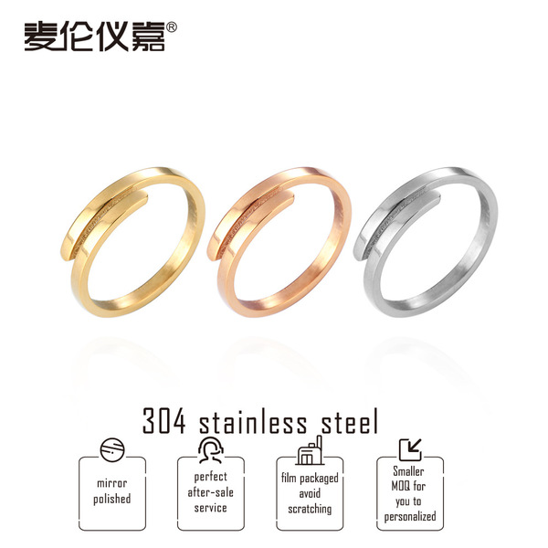 Bague femme acier inoxydable avec diamant brillant, ouverture réglable