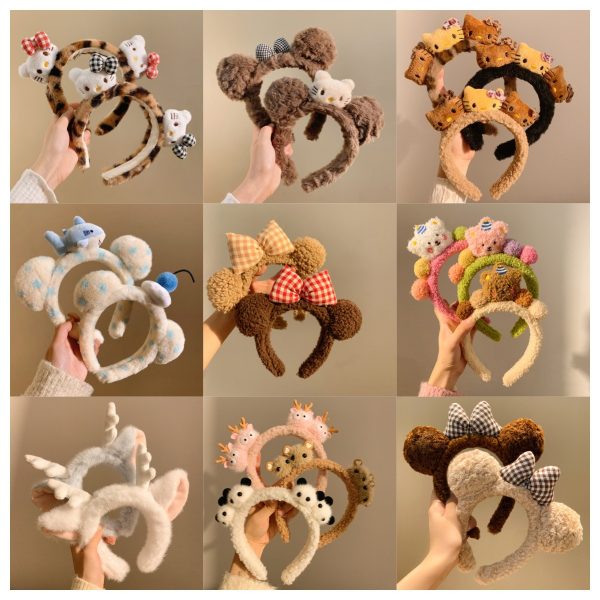 Bandeau en peluche doux pour cheveux, oreilles d'animaux ou nœud
