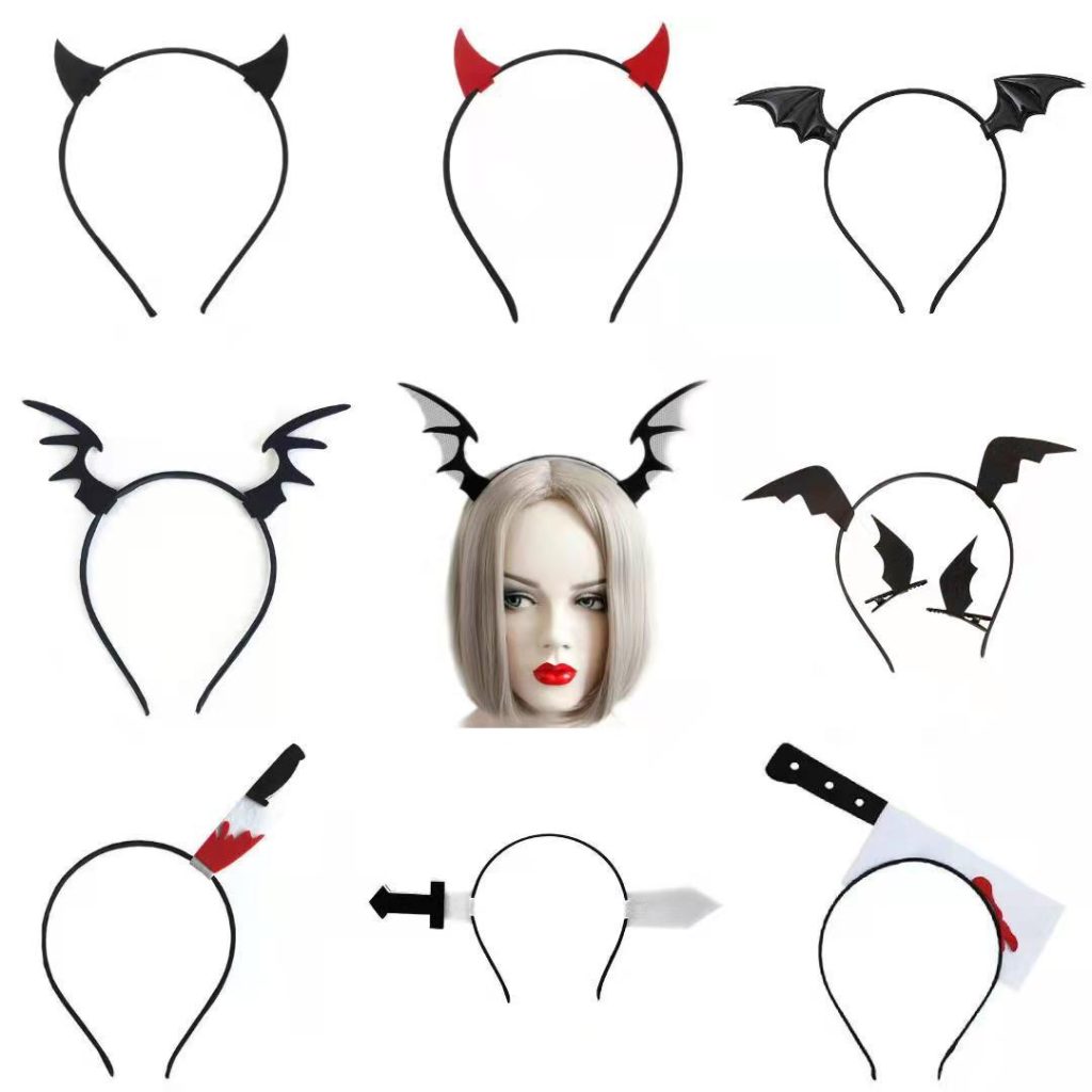 Bandeau serre-tête à cornes de diable et ailes pour costume