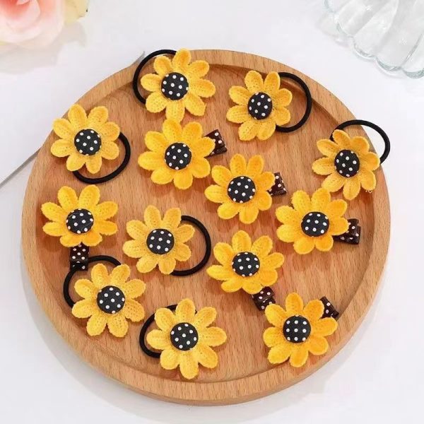Barrette et élastique à cheveux tournesol pour enfant, style princesse