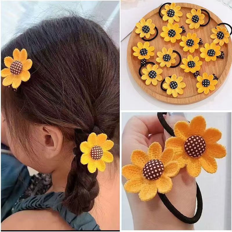 Barrette et élastique à cheveux tournesol pour enfant, style princesse