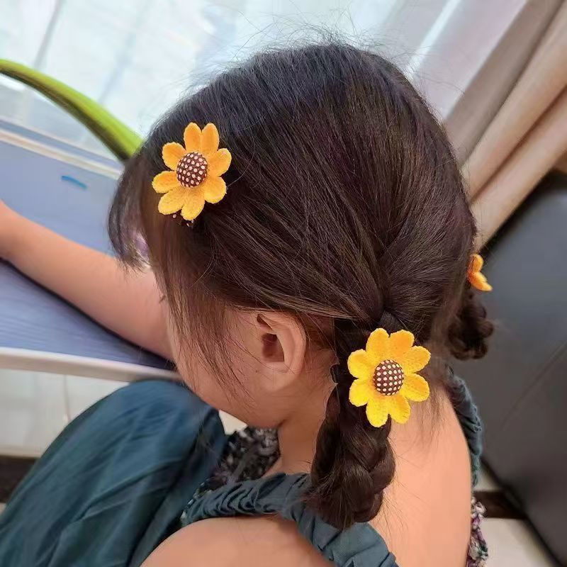 Barrette et élastique à cheveux tournesol pour enfant, style princesse