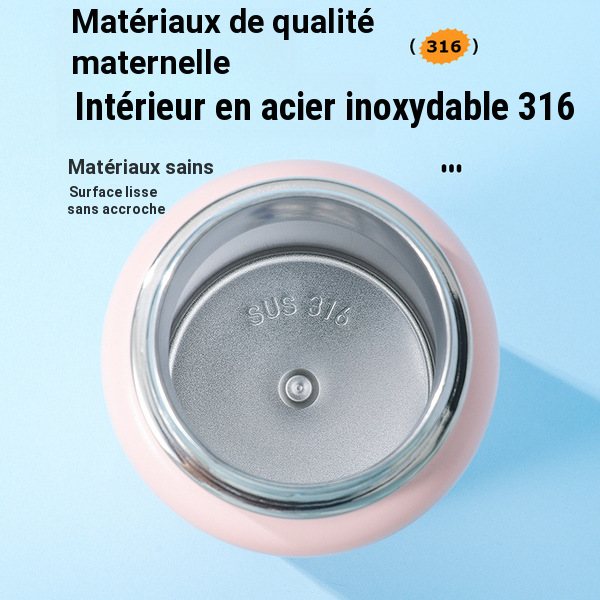 Bouteille isotherme en acier inoxydable 316, 1 L / 1,3 L, avec paille et poignée