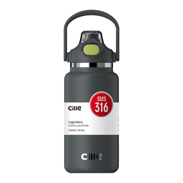 Bouteille isotherme en acier inoxydable 316, 1 L / 1,3 L, avec paille et poignée