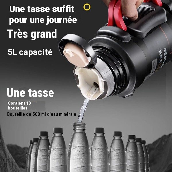 Bouteille isotherme en acier inoxydable 316 avec poignée, grande capacité