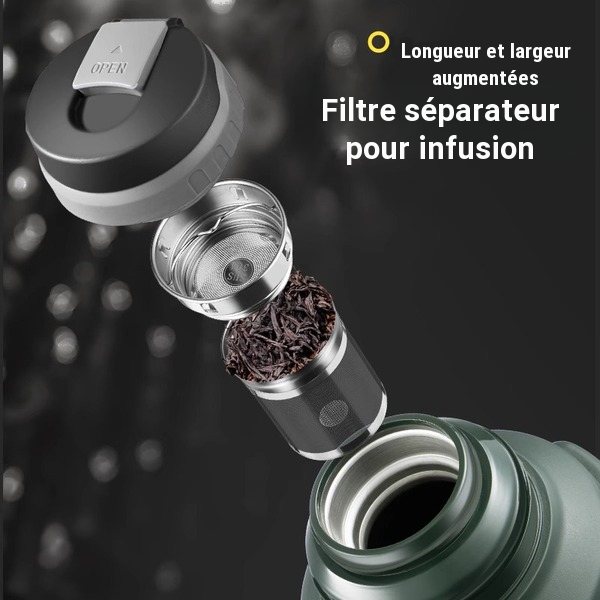 Bouteille isotherme en acier inoxydable 316 avec poignée, grande capacité