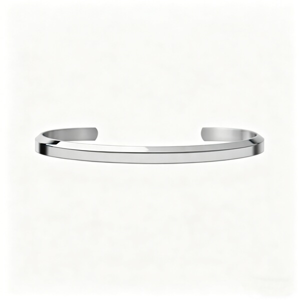 Bracelet acier inoxydable femme forme C ouvert bord biseauté