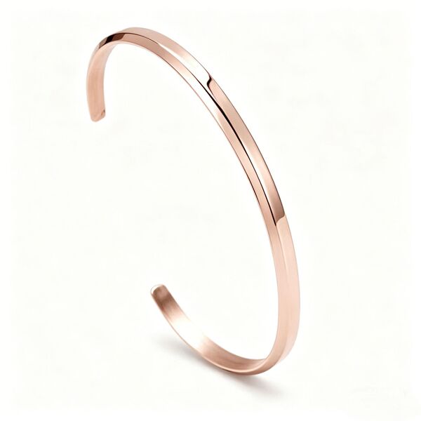 Bracelet acier inoxydable femme forme C ouvert bord biseauté