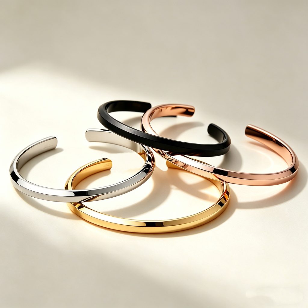 Bracelet acier inoxydable femme forme C ouvert bord biseauté