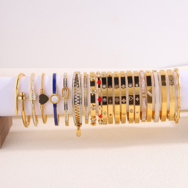 Bracelet femme acier inoxydable incrusté de strass, bijou élégant