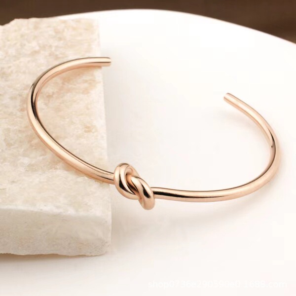 Bracelet femme acier inoxydable nœud élégant, résiste à la décoloration