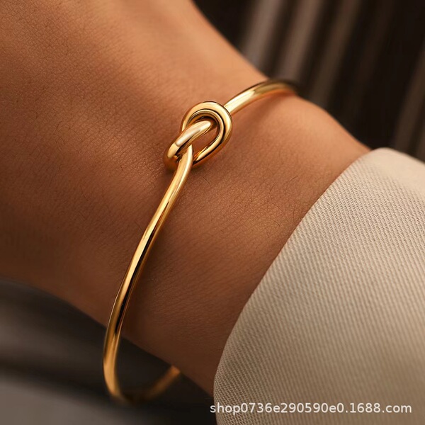 Bracelet femme acier inoxydable nœud élégant, résiste à la décoloration