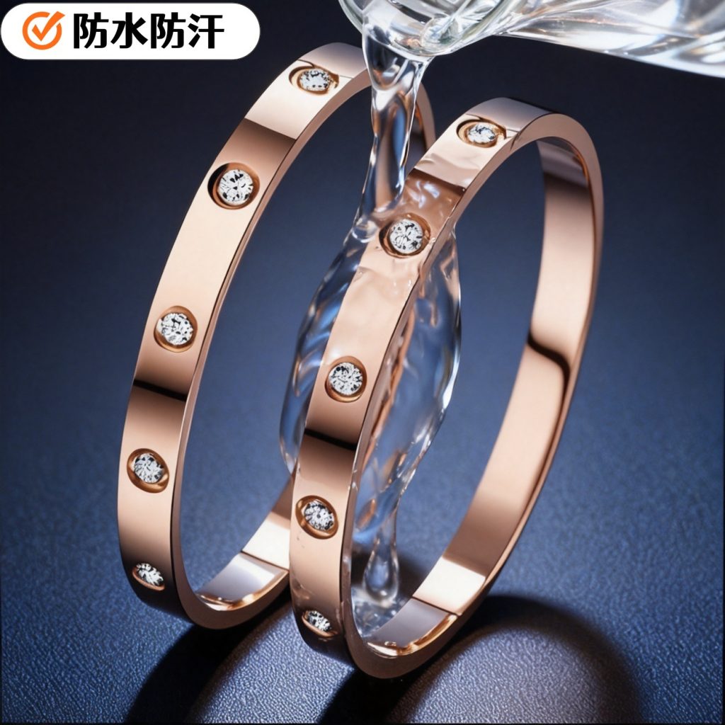 Bracelet femme acier inoxydable plaqué strass, finitions doré, argent, or rose